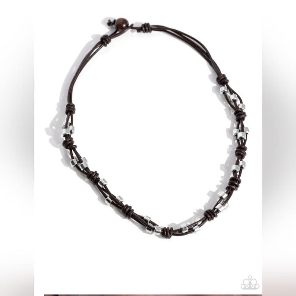 Paparazzi Jewelry-Braided Brawl - Brown Necklace